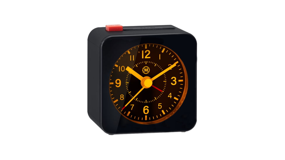 Marathon Mini Analog Alarm Clock, Black Case/Black Dial, 2.75in x 2in x 2.75in, CL030065-BK-BK-NA