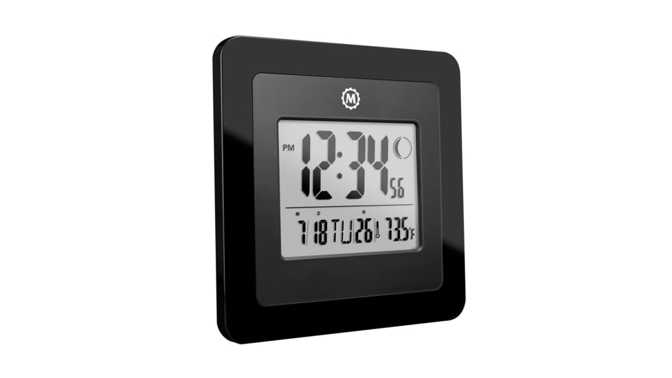 Marathon Moon Phase Digital Wall Clock, Black, CL030049-BK-00-NA