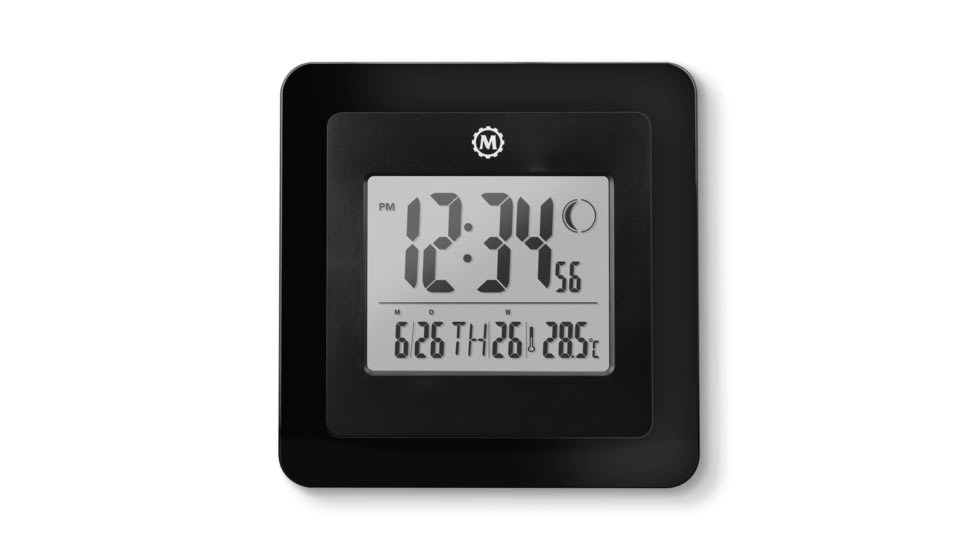 Marathon Moon Phase Digital Wall Clock, Black, CL030049-BK-00-NA