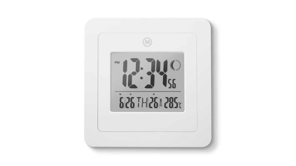 Marathon Moon Phase Digital Wall Clock, White, CL030049-WH-00-NA