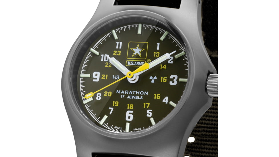 Marathon Official US Army Officers Watch, Black, NSN 6645-01-694-4636, WW194003SS-1101