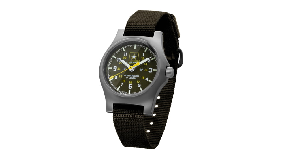 Marathon Official US Army Officers Watch, Black, NSN 6645-01-694-4636, WW194003SS-1101