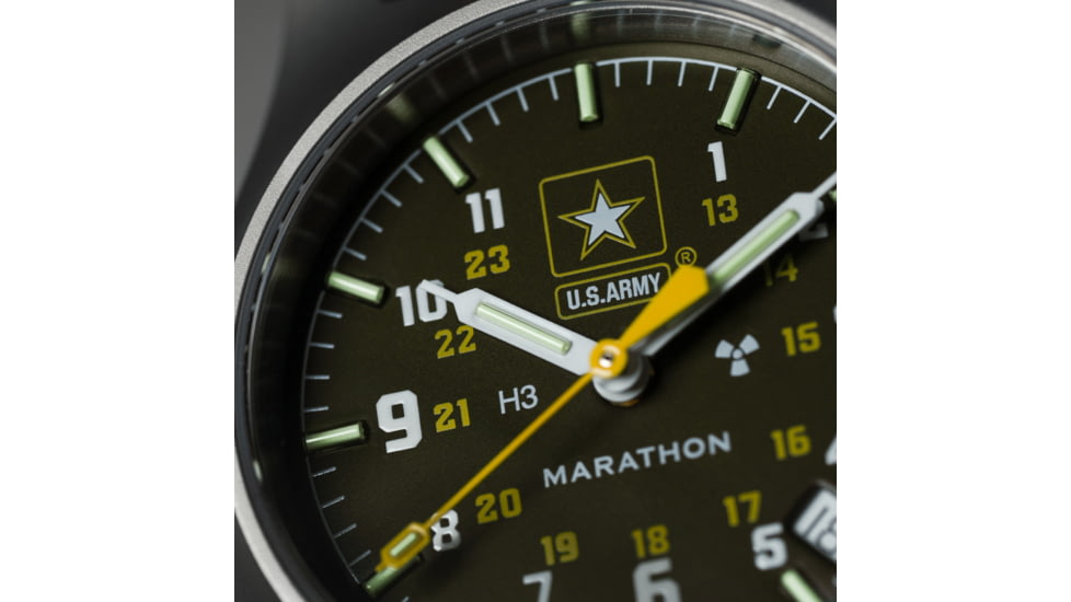Marathon Official US Army Officers Watch w/ Date, Black, NSN 6645-01-697-8865, WW194015SS-1101