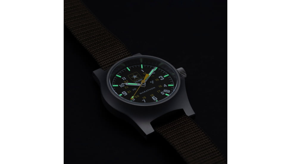 Marathon Official US Army Officers Watch w/ Date, Black, NSN 6645-01-697-8865, WW194015SS-1101