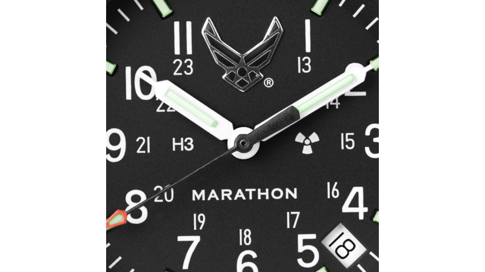 Marathon USAF Officers Watch w/ Date, Black, NSN 645-01-697-8861, WW194015SS-1003