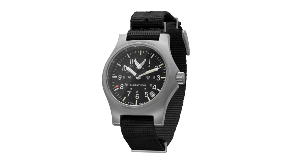 Marathon USAF Officers Watch w/ Date, Black, NSN 645-01-697-8861, WW194015SS-1003