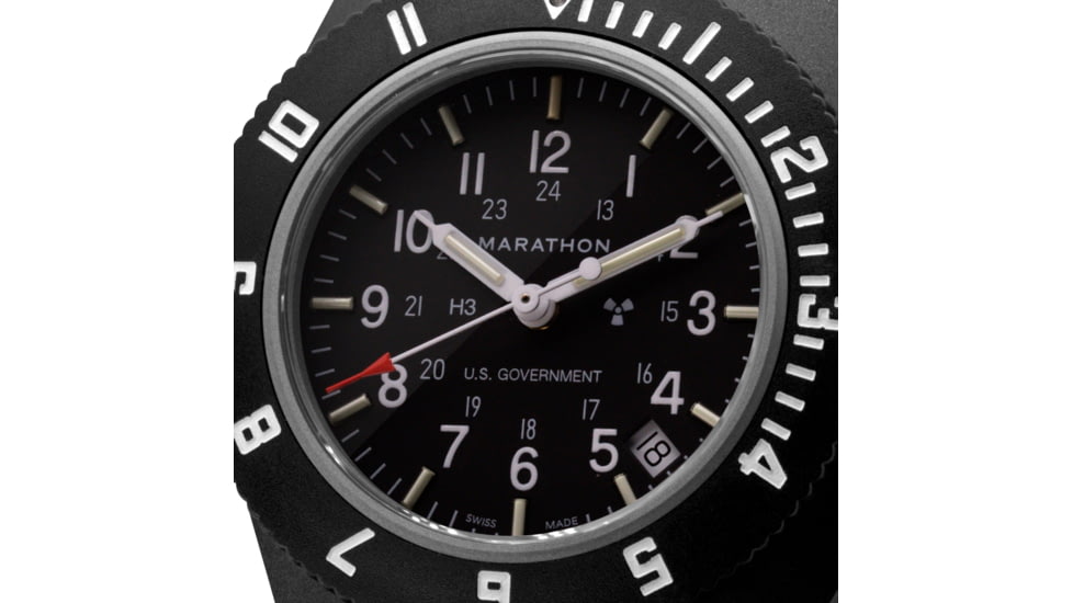 Marathon Pilots Navigator Wristwatch w/Date and Tritium, Black, NSN 6645-01-544-9475, WW194013BK-0001