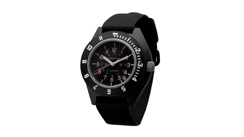 Marathon Pilots Navigator Wristwatch w/Date and Tritium, Black, NSN 6645-01-544-9475, WW194013BK-0001