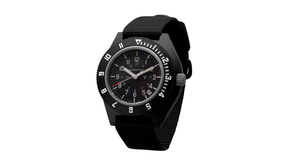 Marathon Pilots Navigator Wristwatch w/Date and Tritium, No Markings, Black, WW194013BK-0101