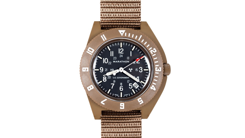 Marathon Pilots Navigator Wristwatch w/Date and Tritium, Desert Tan WW194013DT