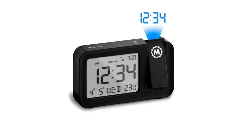 Marathon Projection Wall Clock, Black, 5.75in x 1in x 3.5in, CL030086-BK-BL-NA