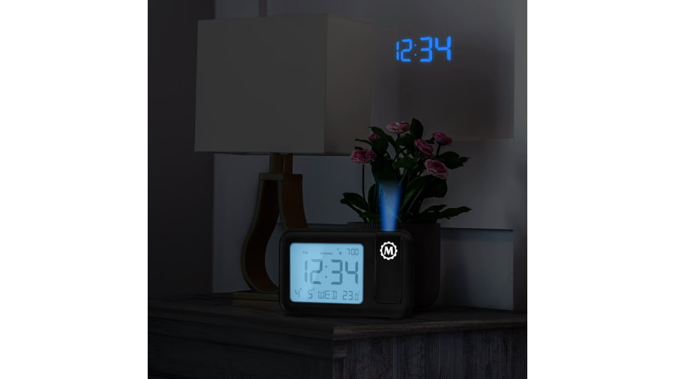 Marathon Projection Wall Clock, Black, 5.75in x 1in x 3.5in, CL030086-BK-BL-NA