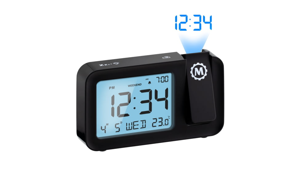 Marathon Projection Wall Clock, Black, 5.75in x 1in x 3.5in, CL030086-BK-BL-NA