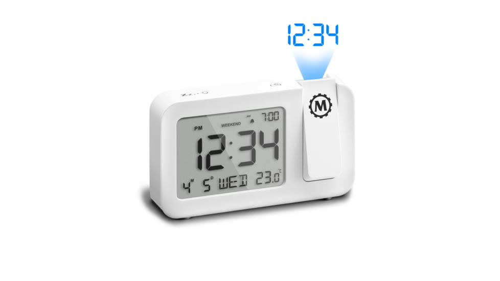 Marathon Projection Wall Clock, White, 5.75in x 1in x 3.5in, CL030086-WH-BL-NA