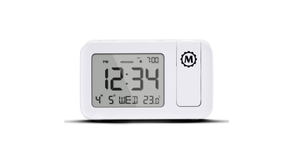Marathon Projection Wall Clock, White, 5.75in x 1in x 3.5in, CL030086-WH-BL-NA