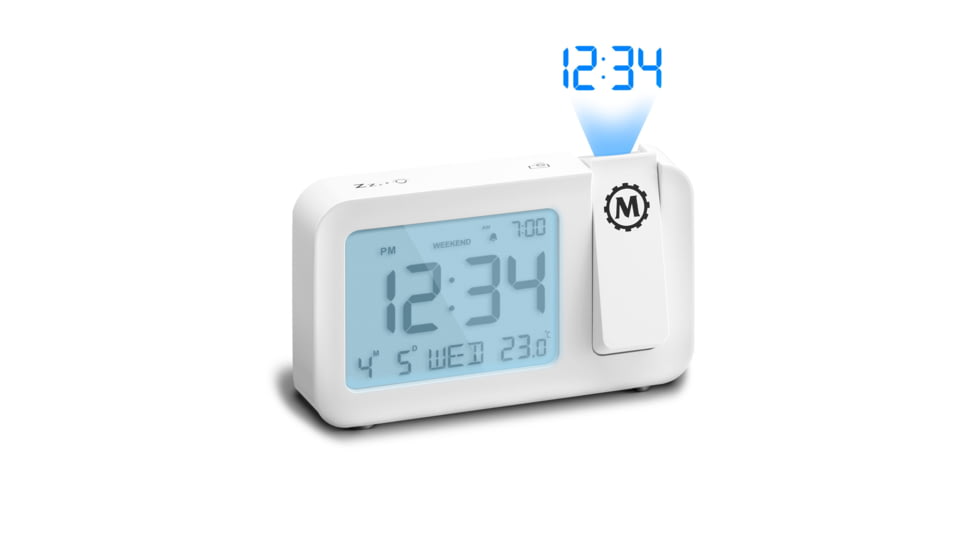 Marathon Projection Wall Clock, White, 5.75in x 1in x 3.5in, CL030086-WH-BL-NA