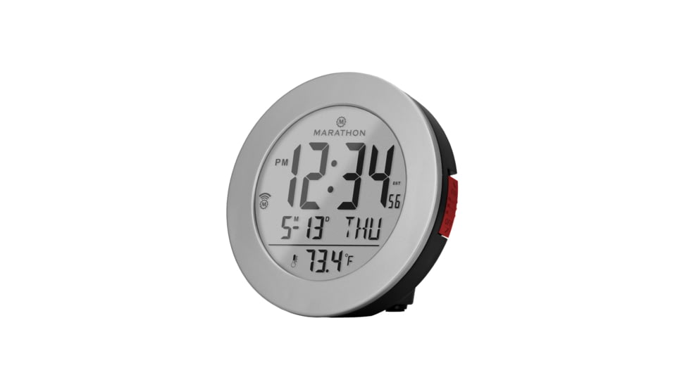 Marathon Round Atomic Alarm Clock w/ Push Button Backlight, Graphite Grey, CL030078-GG-RD-NA