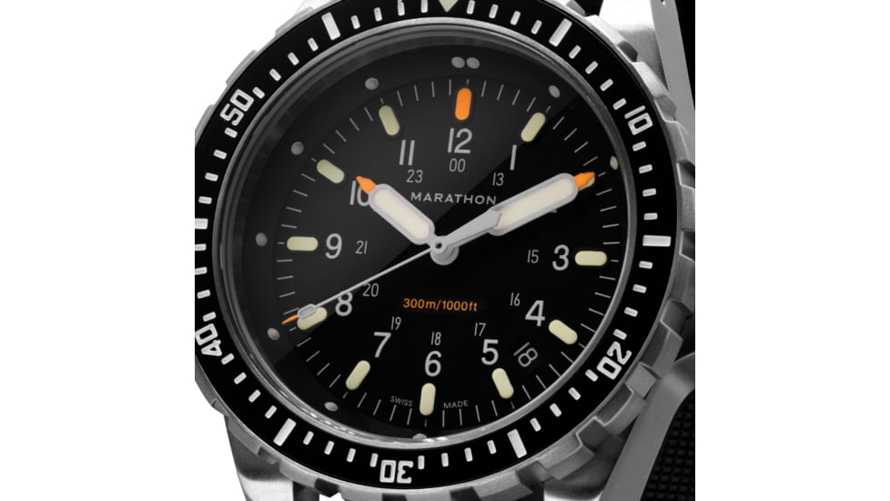 Marathon Search and Rescue Jumbo Divers Wristwatch w/Maraglo, JSAR, Black, WW194018SS-0130
