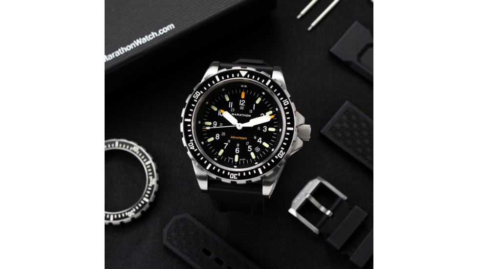 Marathon Search and Rescue Jumbo Divers Wristwatch w/Maraglo, JSAR, Black, WW194018SS-0130