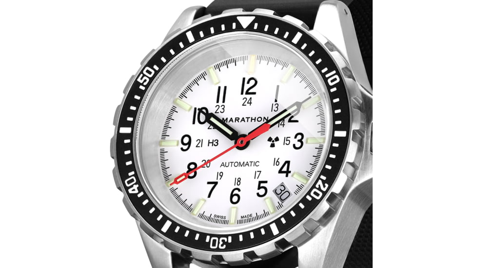 Marathon Search and Rescue Medium Divers Automatic Wristwatch, Black/White Dial, WW194026SS-0530