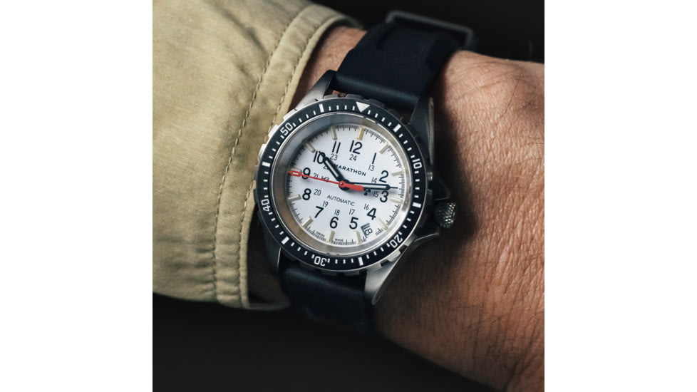 Marathon Search and Rescue Medium Divers Automatic Wristwatch, Black/White Dial, WW194026SS-0530