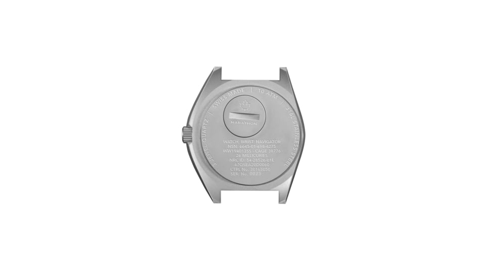 Marathon Steel Navigator Watch w/ Date SSNAV-D On Ballistic Nylon, Strap Length 12in, Black, 41 mm, WW194013SS-0102