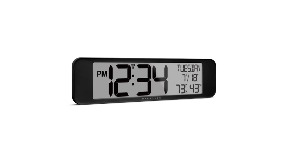 Marathon Ultrawide Clock w/ Atomic Accuracy, Black, CL030079-BK-00-NA