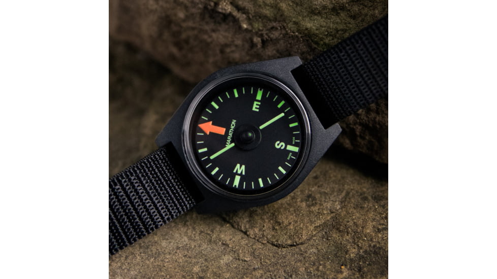 Marathon Unmounted Glow in the Dark Wrist Compass, Black Dial, Black Nylon DEFSTAN Strap, CO194001