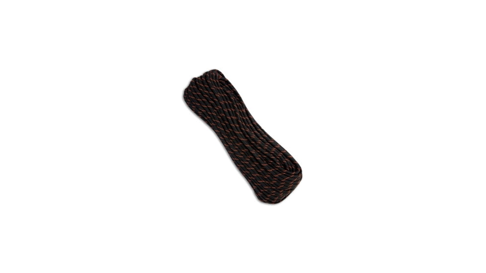 Marbles 550 Paracord Nylon Braided 7-Strand Core 100ft, Black/Orange, 100ft, BHQ-19360