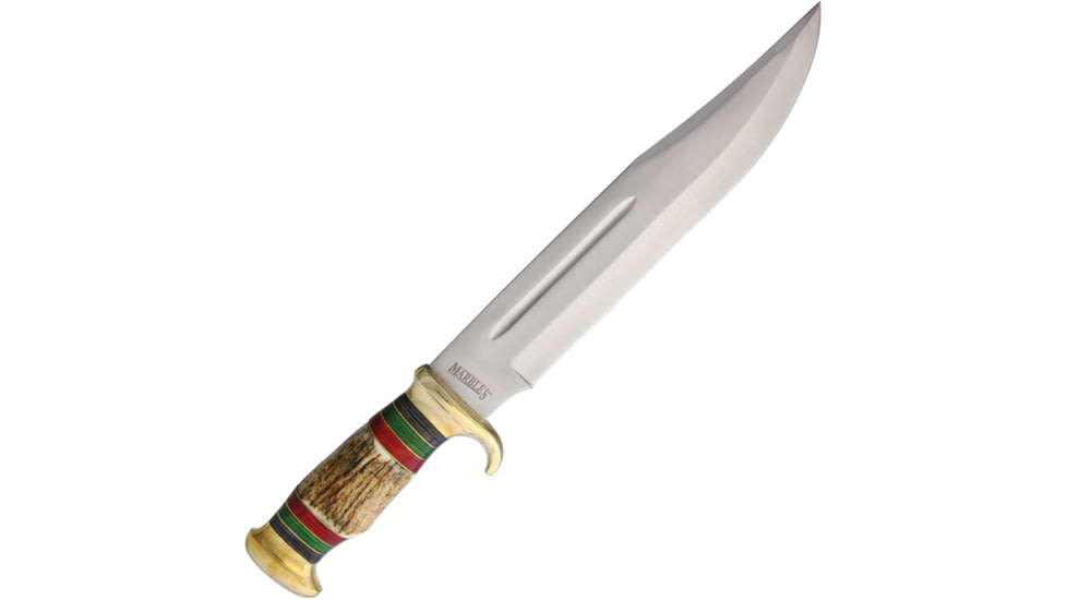 Marbles Bowie Stag Knife, 11.25 satin finish stainless clip point blade, Stag bone and pakkawood handle, # 10 / MR574