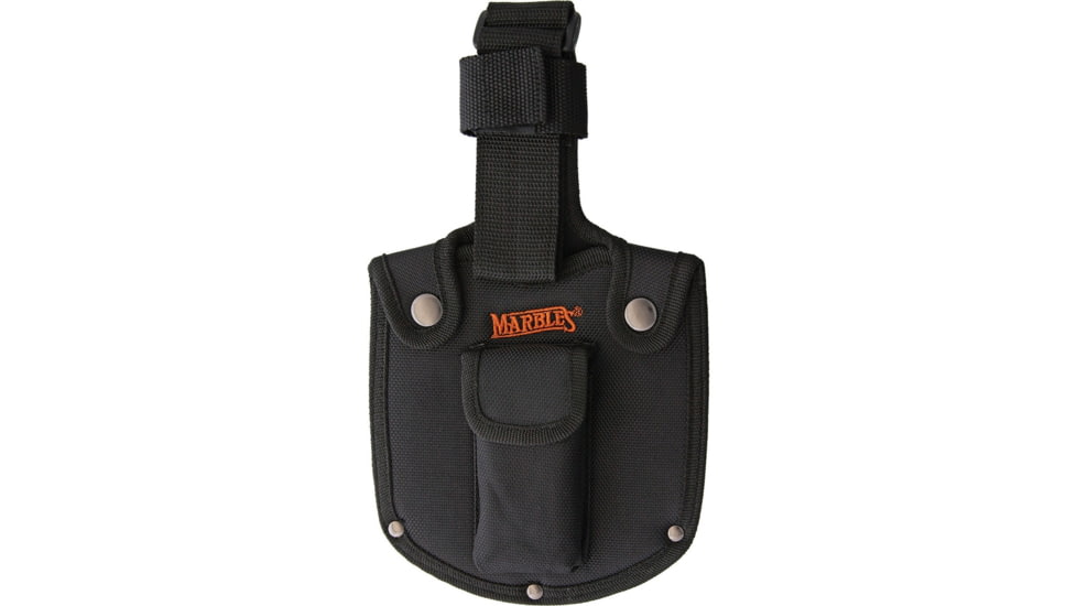 Marbles Chopper with Sheath, 13.63in Overall, 4.25in Orange Finish SS Axe Head With 5in Cutting Edge, Wood Handle, Braided Orange Cord Lanyard, Black Nylon Sheath, MR557 / CHOPPER