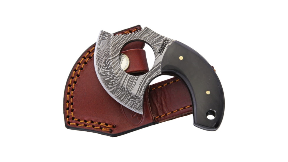Marbles Damascus Skinner Knife, 4.25in Overall, 2.75in Damascus Steel Blade, Horn, MR453 / EG-734