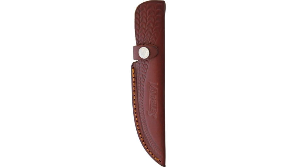 Marbles Hunter Horn Handle Knife, 9in Overall, 4.5in Satin SS Upswept Skinner Blade, Jigged Horn Handle, Brown Leather Sheath, MR450 / EG-711