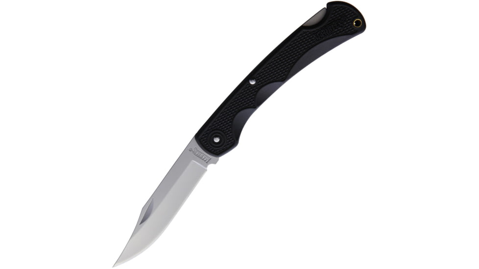 Marbles Lockback Black Folding Knife, 3.75 bead blast finish stainless clip point blade, Black checkered synthetic handle, BF210639 MR564 BLACK