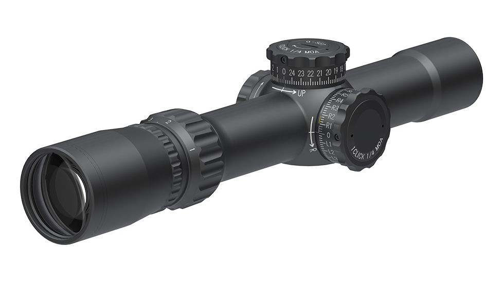March Scopes 1X-10X24, Tactical Turret Rifle Scope, Mtr-4 Reticle,With Illumination, Black, NSN None, D10V24TI-MTR-4