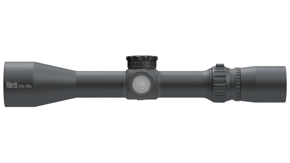 March Scopes 2.5X-25X42, Tactical Turret Rifle Scope, Mtr-4 Reticle, With Illumination, Black, NSN None, D25V42TI-MTR-4