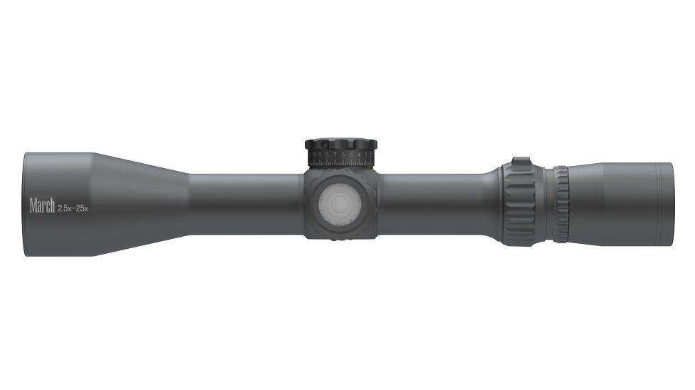 March Scopes Rifle Scope, 2.5-25x52mm, 30mm Tube, Second Focal Plane, MTR-3 Reticle, Matte, Black, D25V52TI MTR-3 Reticle