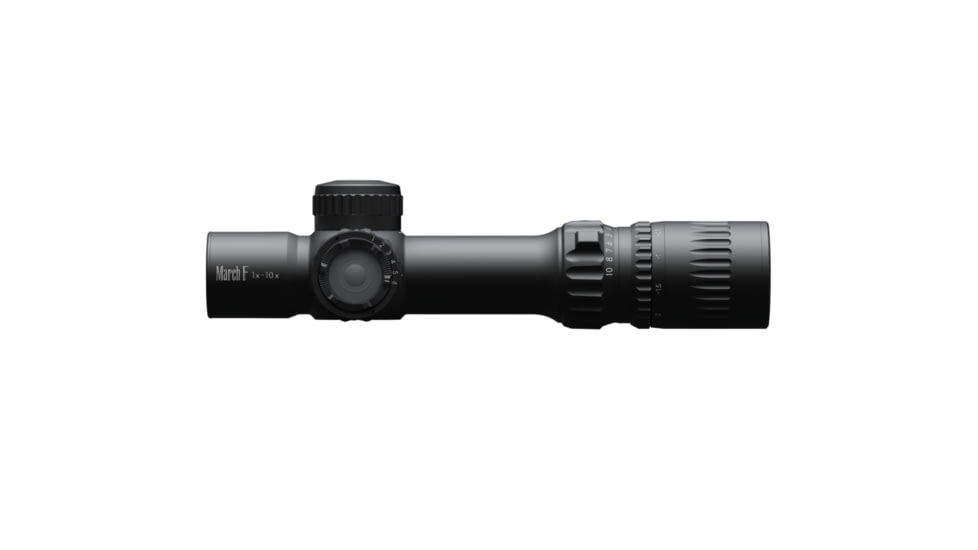 March Scopes 1-10X24mm Normal Turret Rifle Scope, 30mm Tube, FFP, DR-1 Reticle, with 6-level Illumination, Black, NSN None, D10SV24FIMLN DR-1 Reticle