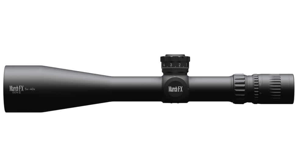 March Scopes 5X-40X56mm Genll, Tactical Turret Rifle Scope, FMA-2 Reticle, 34mm Tube, FFP, Black, D40V56FMA8-G2 FMA-2