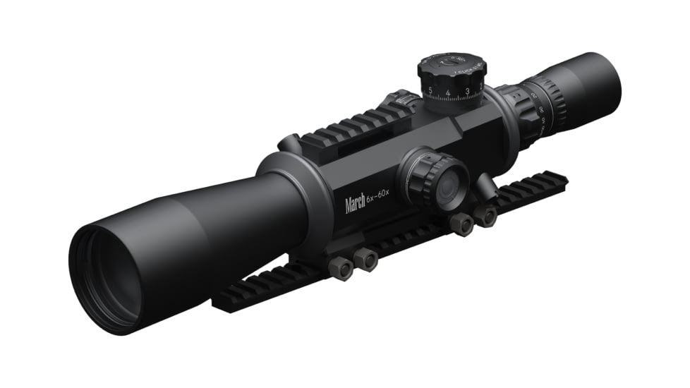 March Scopes 6X-60X56mm Tactical Turret Rifle Scope, FML-MT Reticle, Black, D60V56GFML10 FML-MT