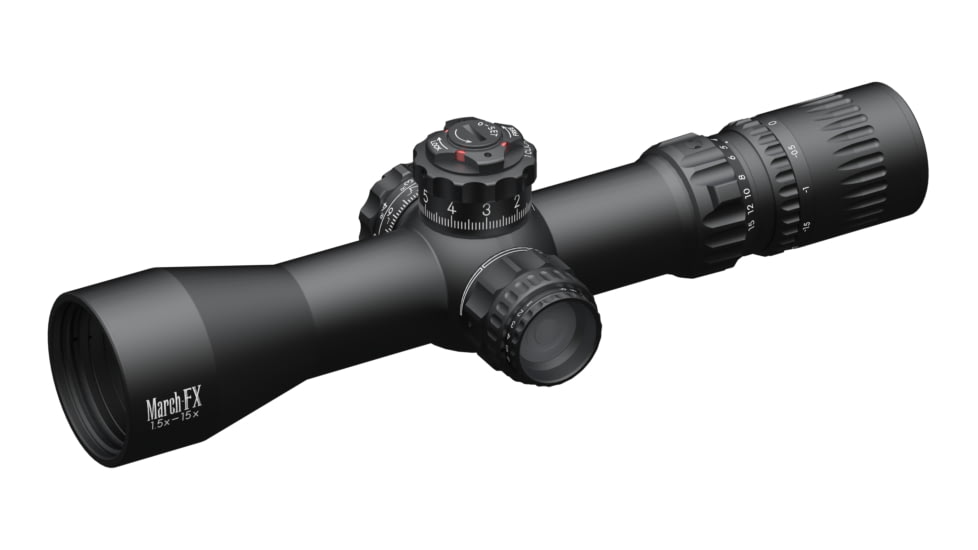 March Scopes Lockable Tactical Turrets 1.5-15x42mm Riflescope, 34mm Tube, Dual FFP+SFP, DR-TR2B Reticle, Black, DE0524
