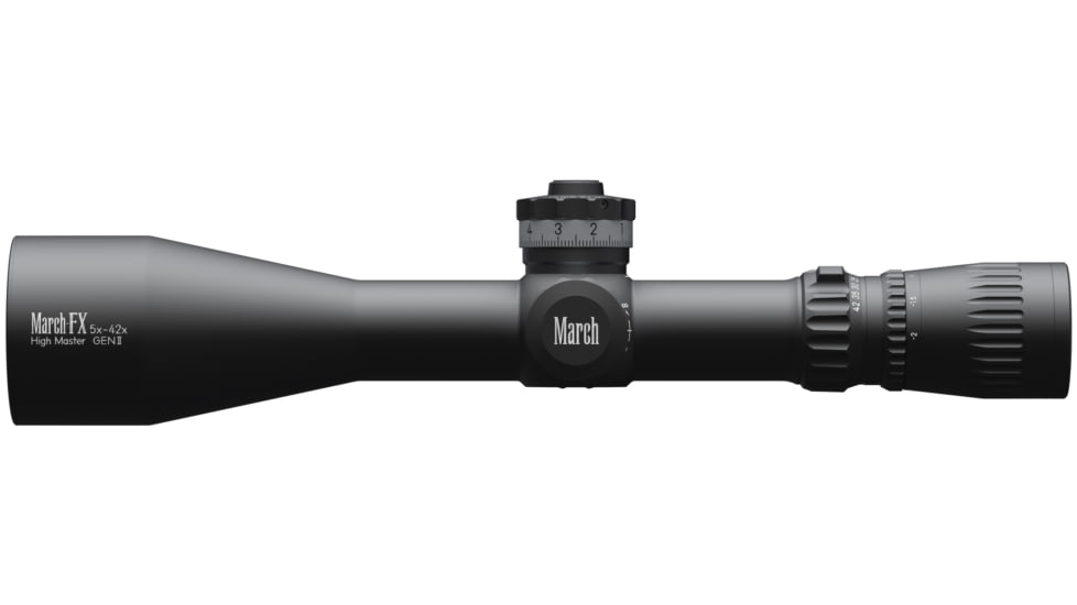 March Scopes March-FX High Master Wide Angle 5-42x56mm 34mm Tube Rifle Scope, First Focal Plane, FML-MT Reticle, Black, D42HV56WFML-G2-FML-MT