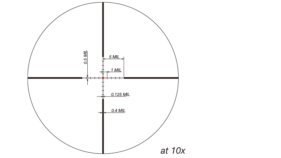 March Scopes Normal Turret 2.5-25x52mm, 30mm Tube, Second Focal Plane, FD-2 Reticle, MIL, Black, D25V52IMLFD-2 Reticle