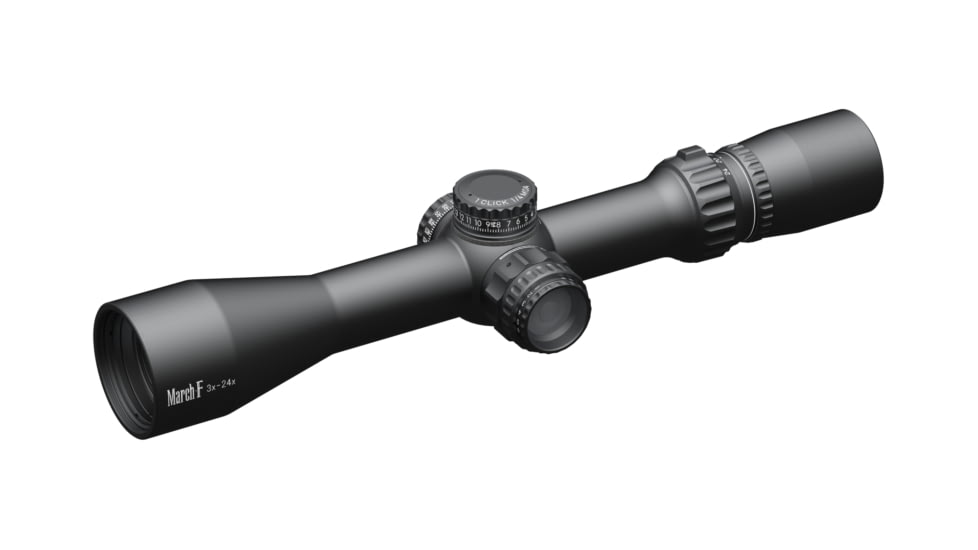 March Scopes Normal Turrets 3-24x42mm Rifle Scope, 30mm Tube, First Focal Plane, FML Reticle, MIL, Black, D24V42FIMLNFML Reticle