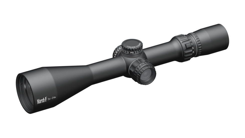 March Scopes Normal Turrets 3-24x52mm Rifle Scope, 30mm Tube, First Focal Plane, FML-TR1H Reticle, MIL, Black, DE0521