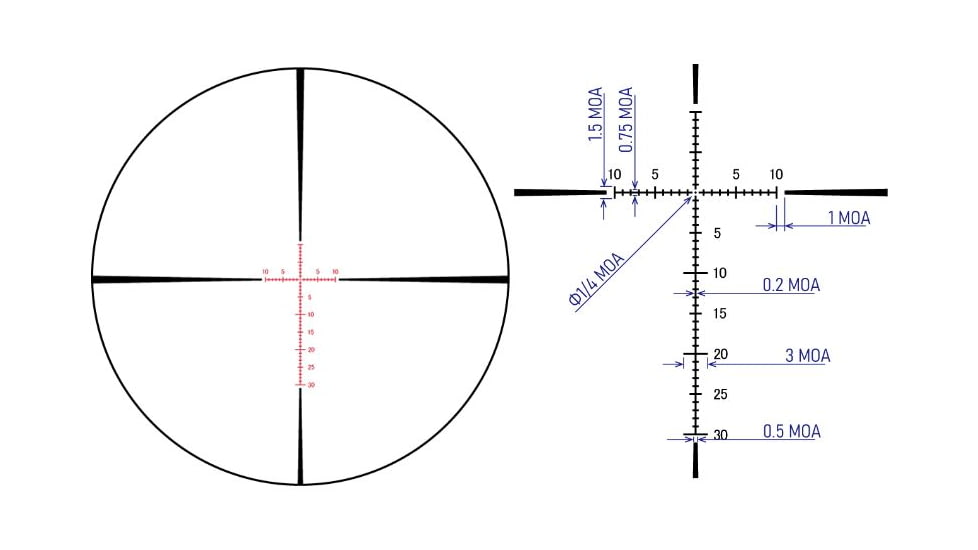 March Scopes Normal Turrets 3-24x42mm Rifle Scope, 30mm Tube, First Focal Plane, FMA-1 Reticle, MOA, Black, D24V42FIMANFMA-1 Reticle