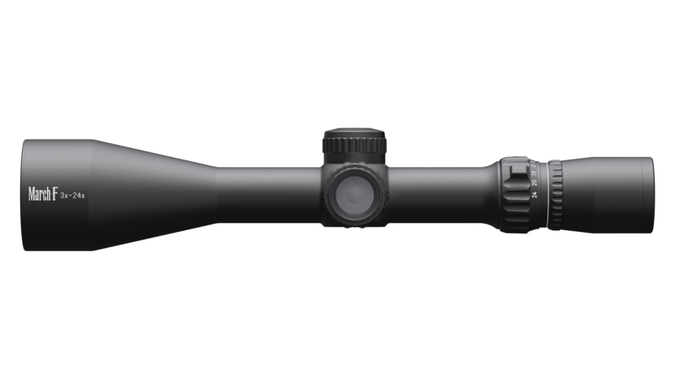March Scopes Normal Turrets 3-24x52mm Rifle Scope, 30mm Tube, First Focal Plane, FML-TR1H Reticle, MIL, Black, DE0521
