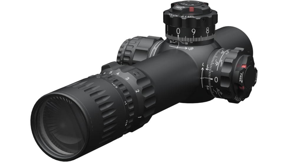 March Scopes Shorty MIL 1-10x24mm Riflescope with Shuriken lockable turrets, DR-1F Reticle, Black, Black, D10SV24FLXDR-1F