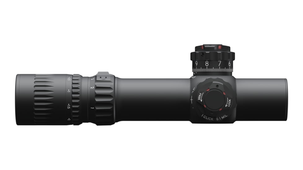March Scopes Shorty MIL 1-10x24mm Riflescope with Shuriken lockable turrets, DR-1F Reticle, Black, Black, D10SV24FLXDR-1F