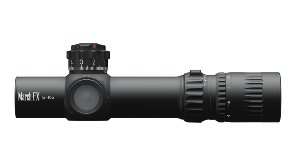 March Scopes Shorty MIL 1-10x24mm Riflescope with Shuriken lockable turrets, DR-1F Reticle, Black, Black, D10SV24FLXDR-1F